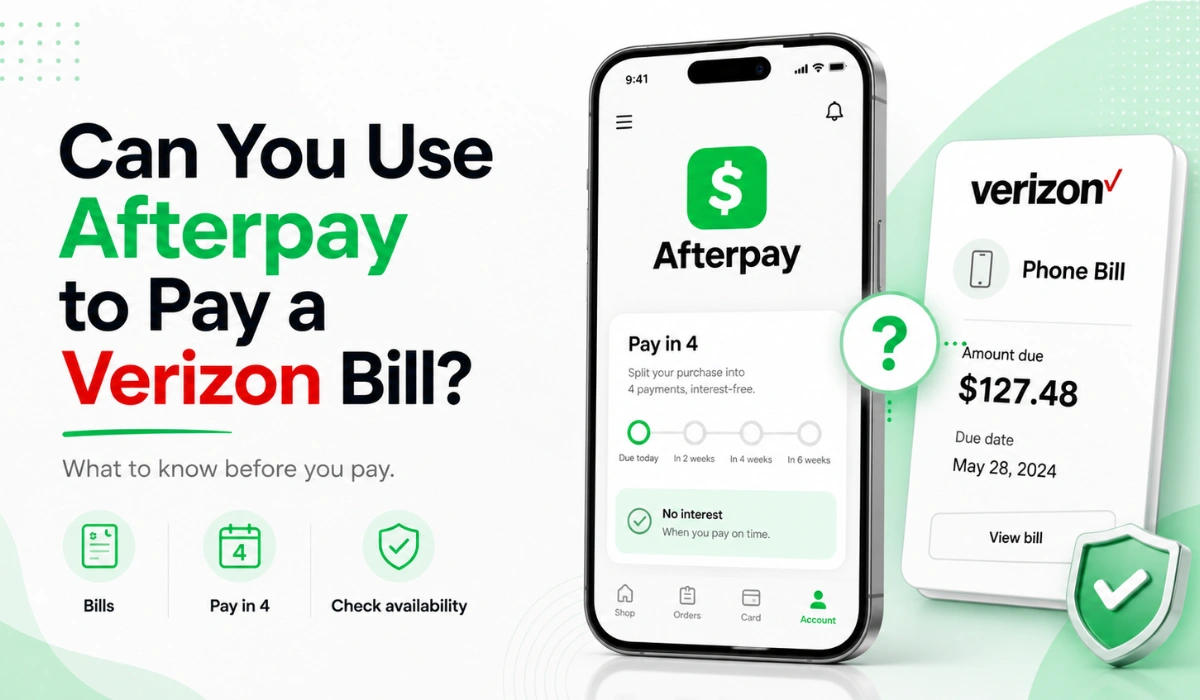 Infographic showing how to pay Verizon bill with Afterpay app