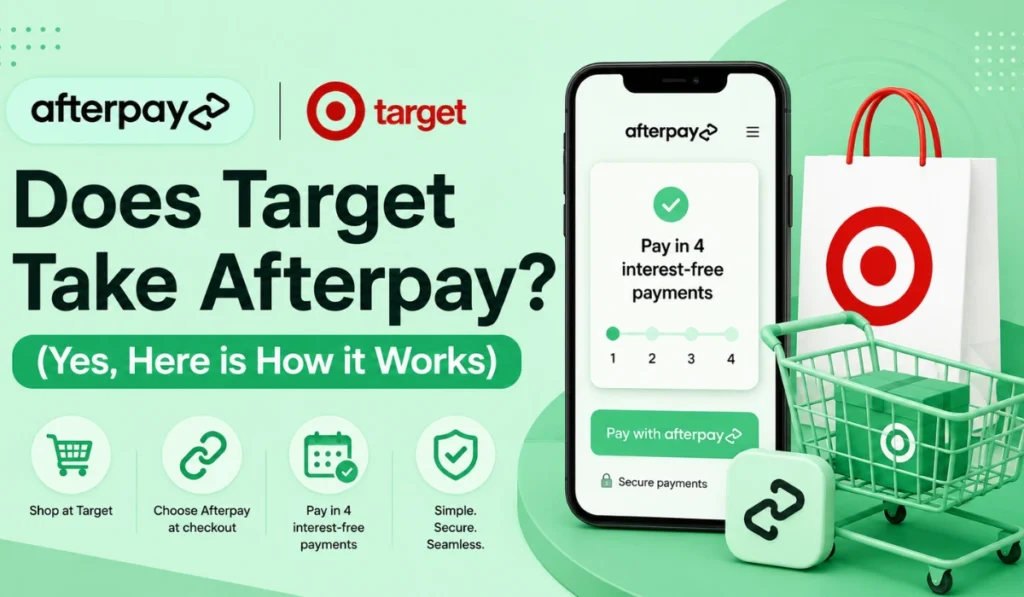 Does Target accept Afterpay feature image with pay in 4 checkout illustration.