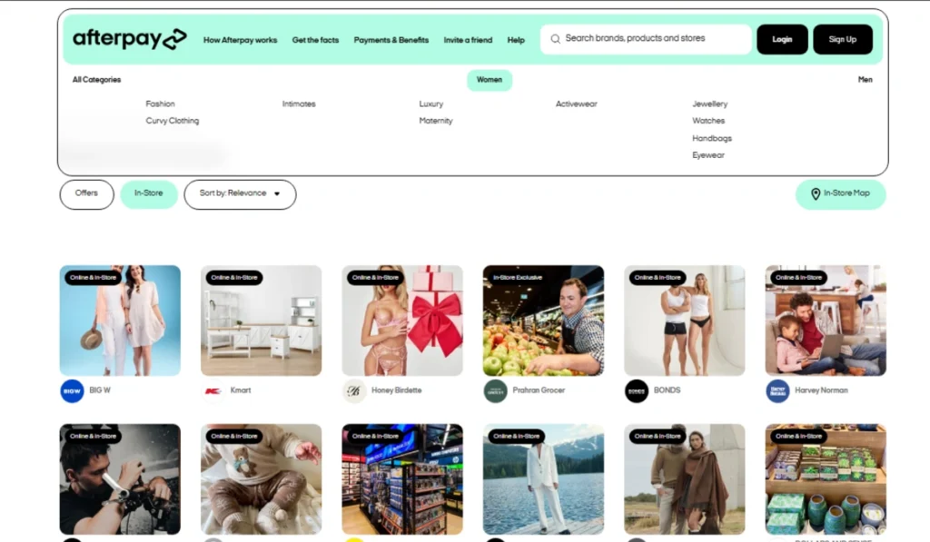 Search Store on the Afterpay Website